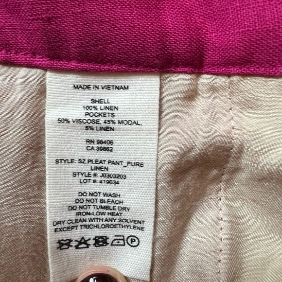 Theory High Waisted Linen Pants in Bright Pink NWT 6 - Picture 5 of 6